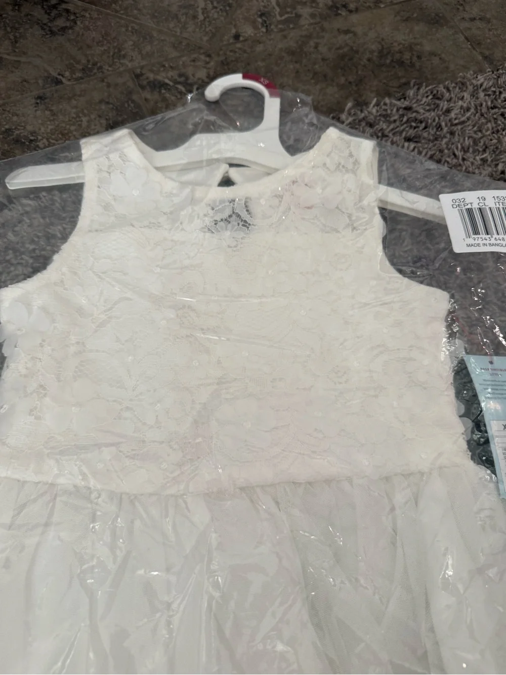 🥧Girls White Lace Tulle formal Dress lace flower details up top